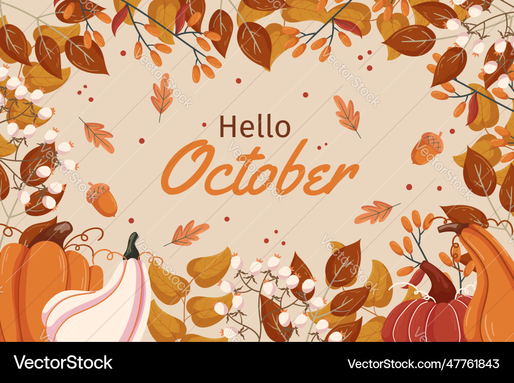 Hello october background design with different Vector Image