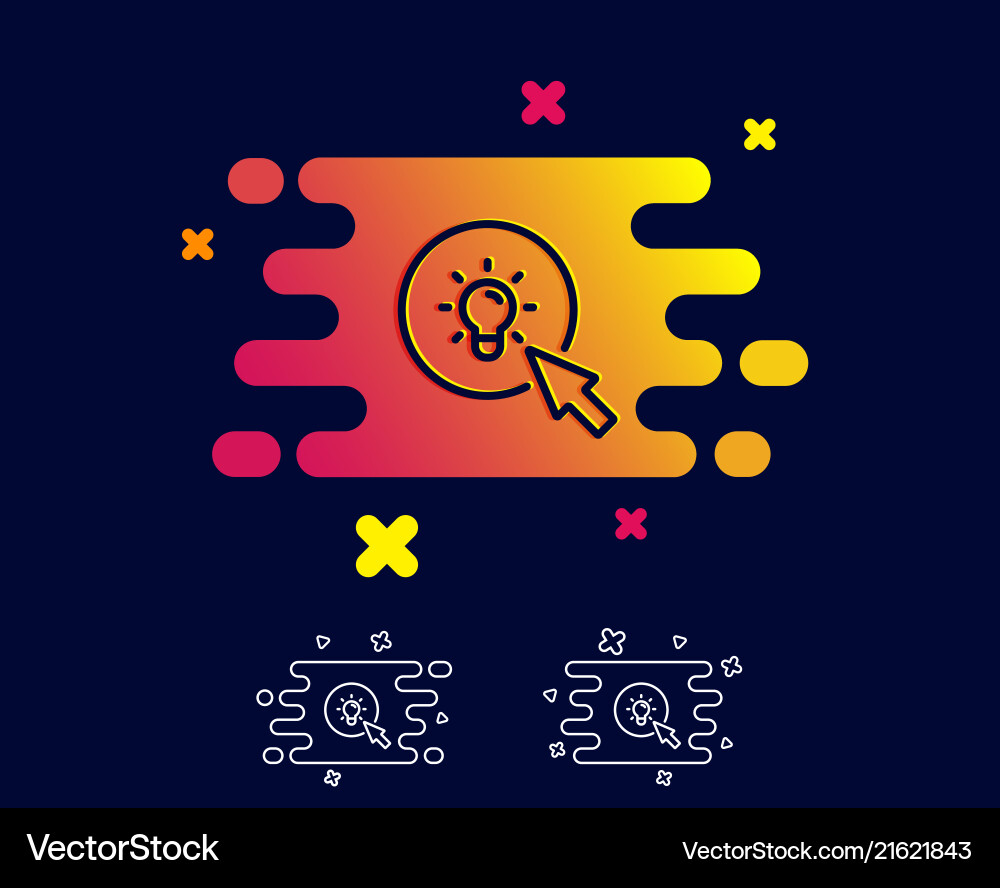 Idea lamp line icon mouse cursor sign vector image
