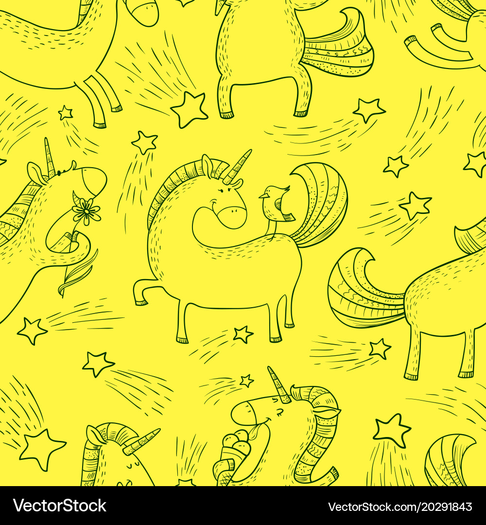 Magic unicorns background seamless pattern Vector Image