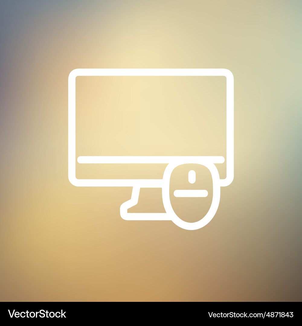 Monitor and computer mouse thin line icon vector image
