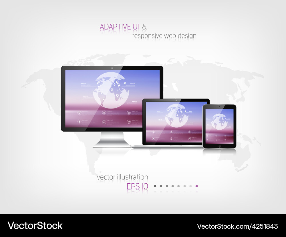 Responsive web design adaptive user interface vector image
