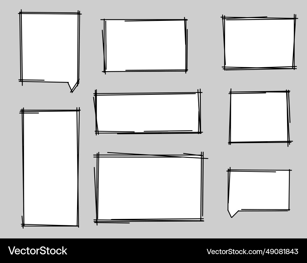 Set of hand drawn text boxes graphics clouds Set of hand drawn text boxes graphics clouds Vector Image