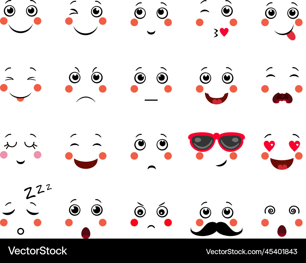 Set with icons of different expressions Vector Image