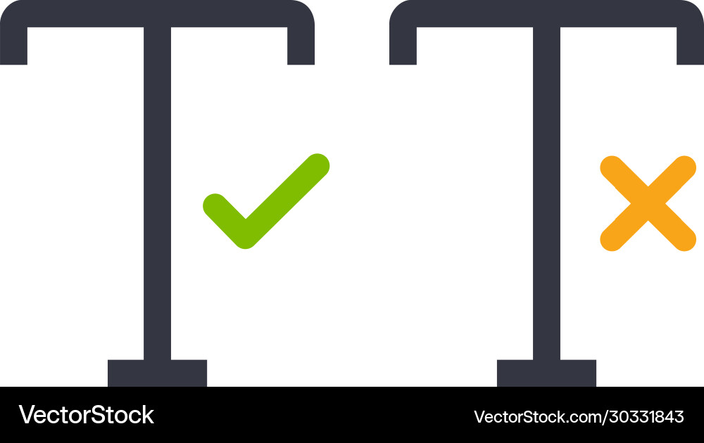 Text with cross or check mark edit accepted Text with cross or check mark edit accepted vector image