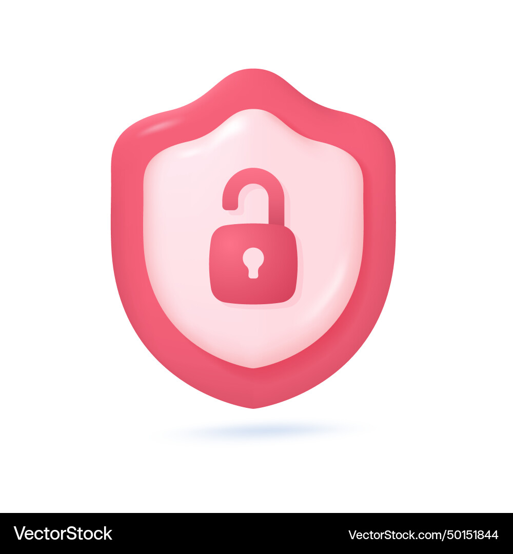 3d protective shield with padlock concepts 3d protective shield with padlock concepts vector image