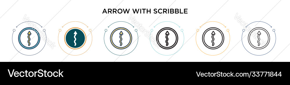 Arrow with scribble icon in filled thin line vector image