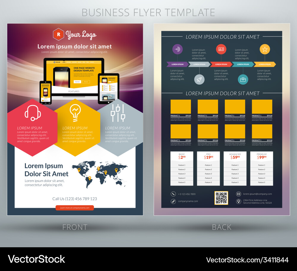 Business flyer template for mobile application Vector Image