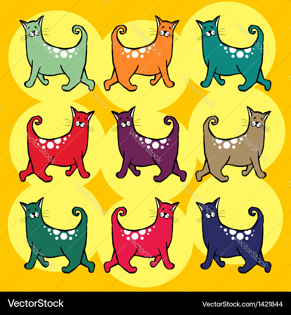 Cats with curly tail pattern vector image
