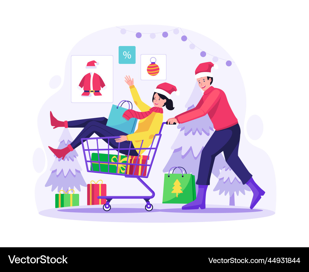 Christmas sale and shopping concept with happy Christmas sale and shopping concept with happy vector image