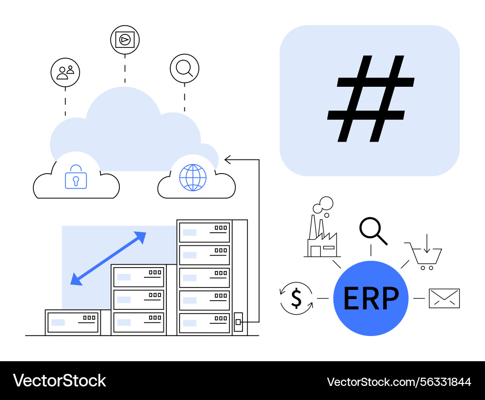 Cloud ERP System & Data Integration vector image
