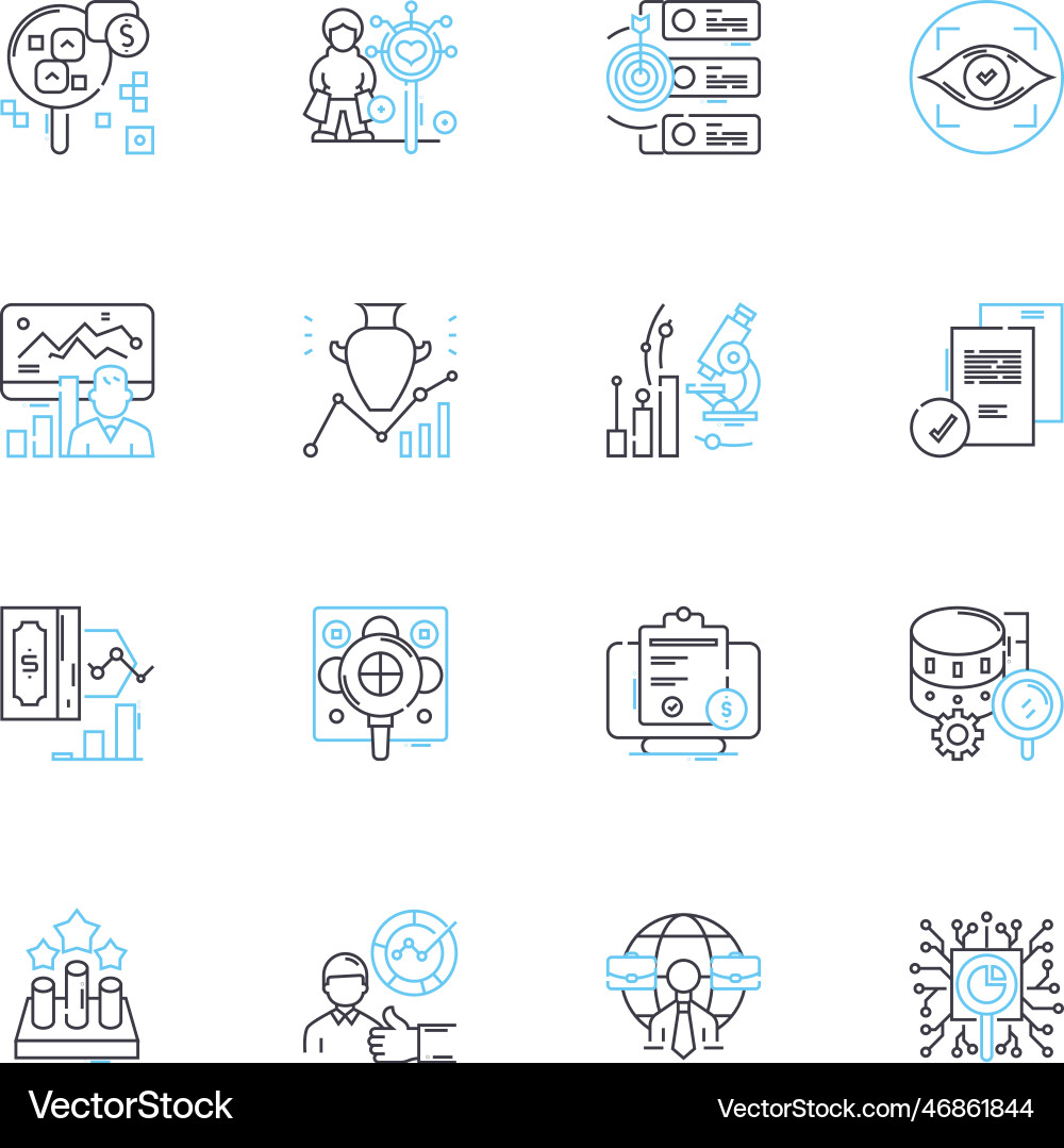 Customer profiling linear icons set segmentation vector image