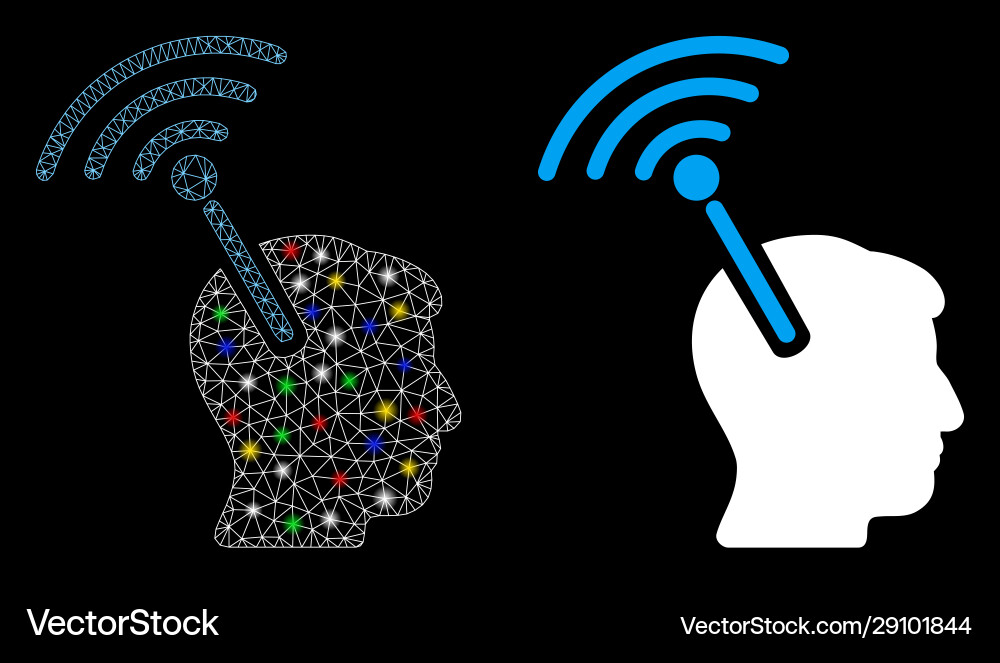 Flare mesh network radio neural interface icon Vector Image