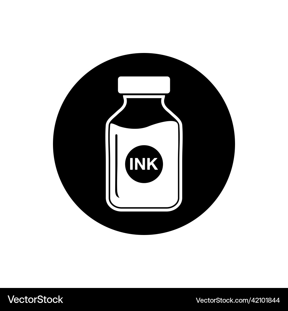 Ink pot icon rounded button style editable eps vector image