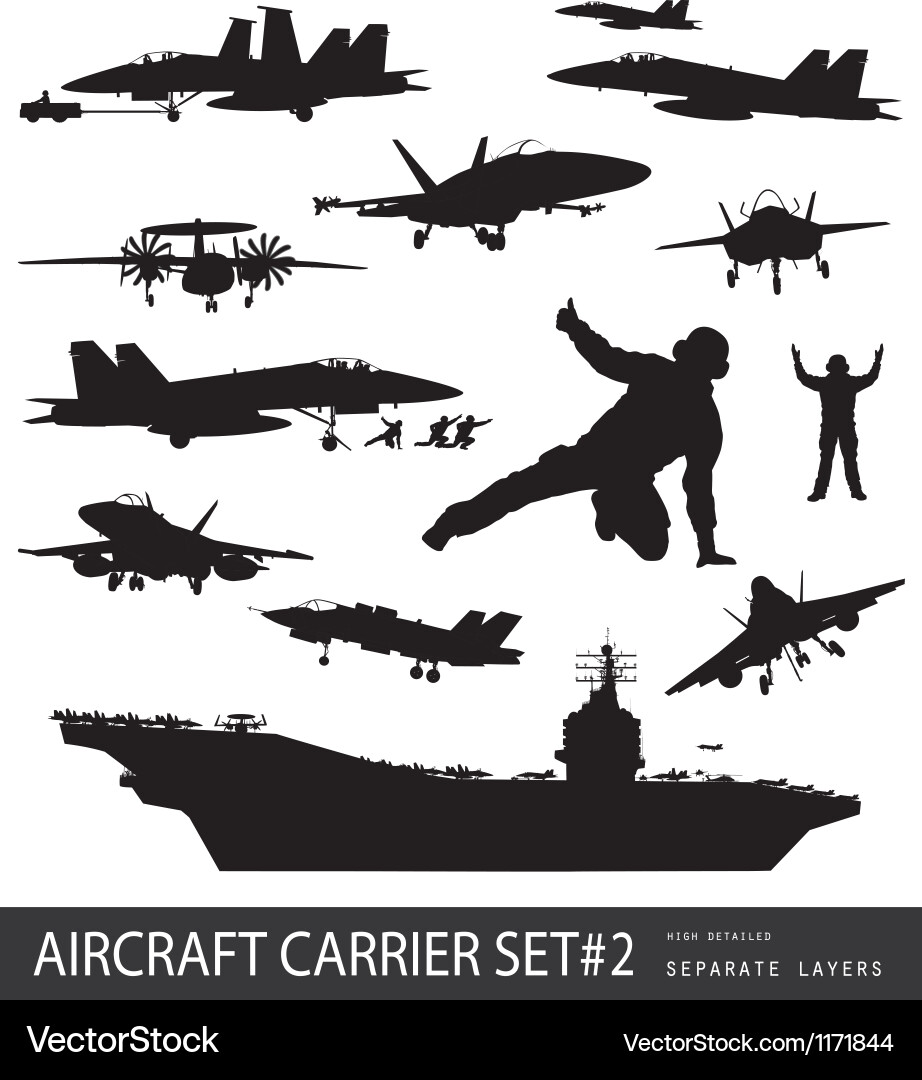 Naval Aircraft Silhouettes Set vector image
