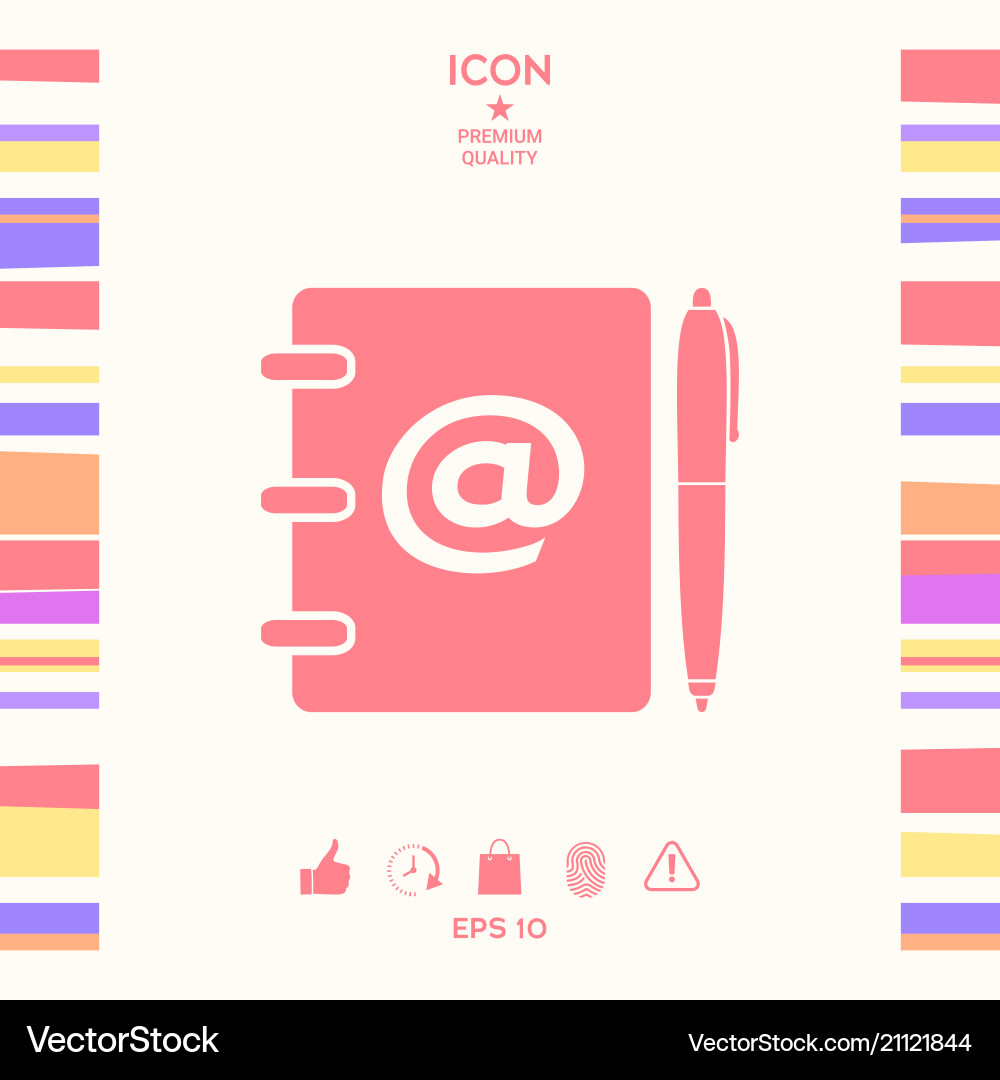 Notebook address phone book with email symbol Notebook address phone book with email symbol Vector Image