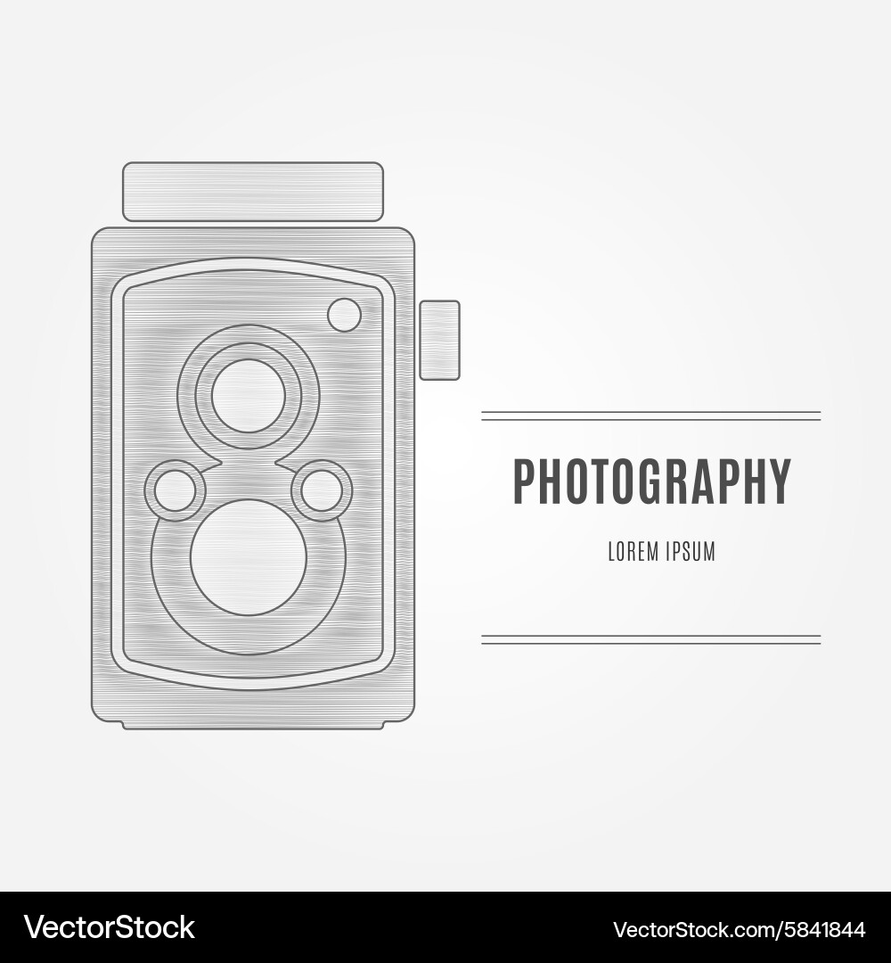 Old camera - branding identity element isolated vector image