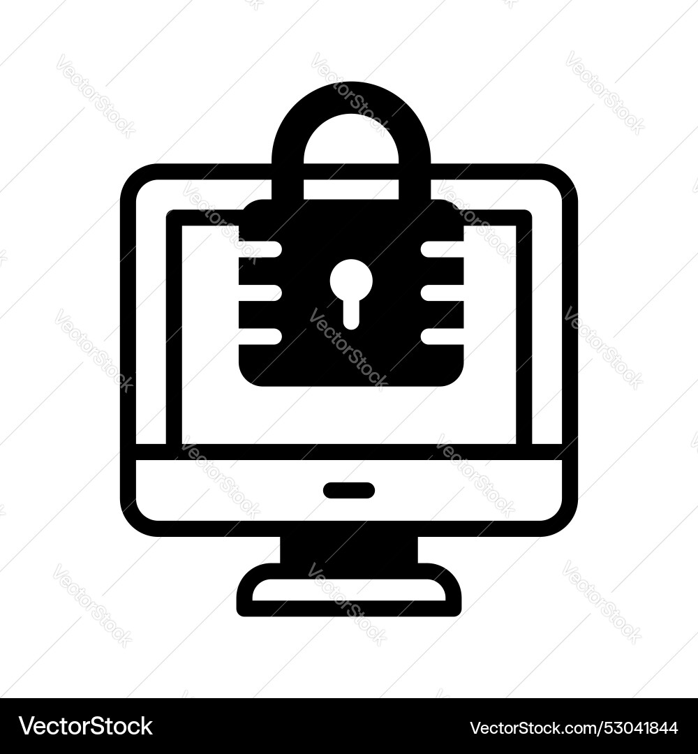 Padlock with monitor showing concept of secure vector image