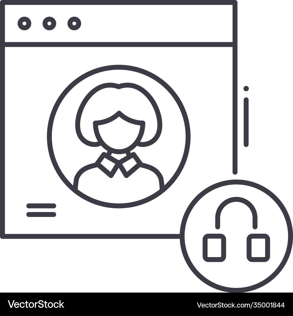 Personalized support icon linear isolated Personalized support icon linear isolated Vector Image