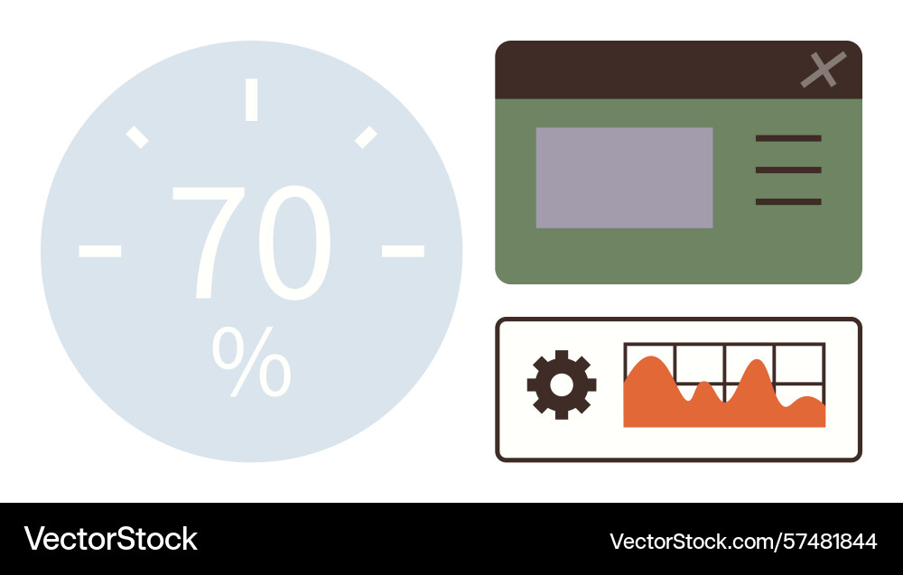 Progress percentage with dashboard and data Progress percentage with dashboard and data vector image