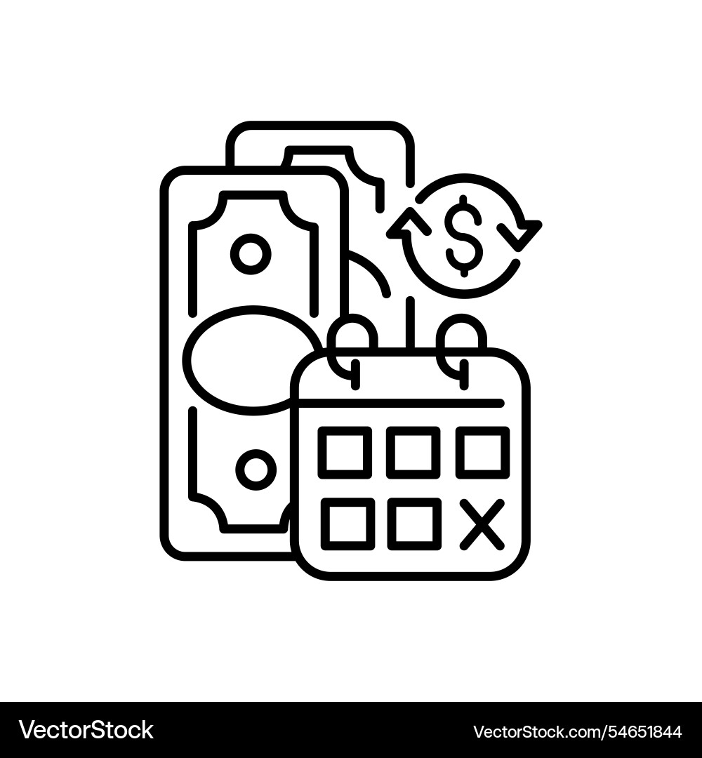 Regular payments linear icon coverage term Regular payments linear icon coverage term vector image