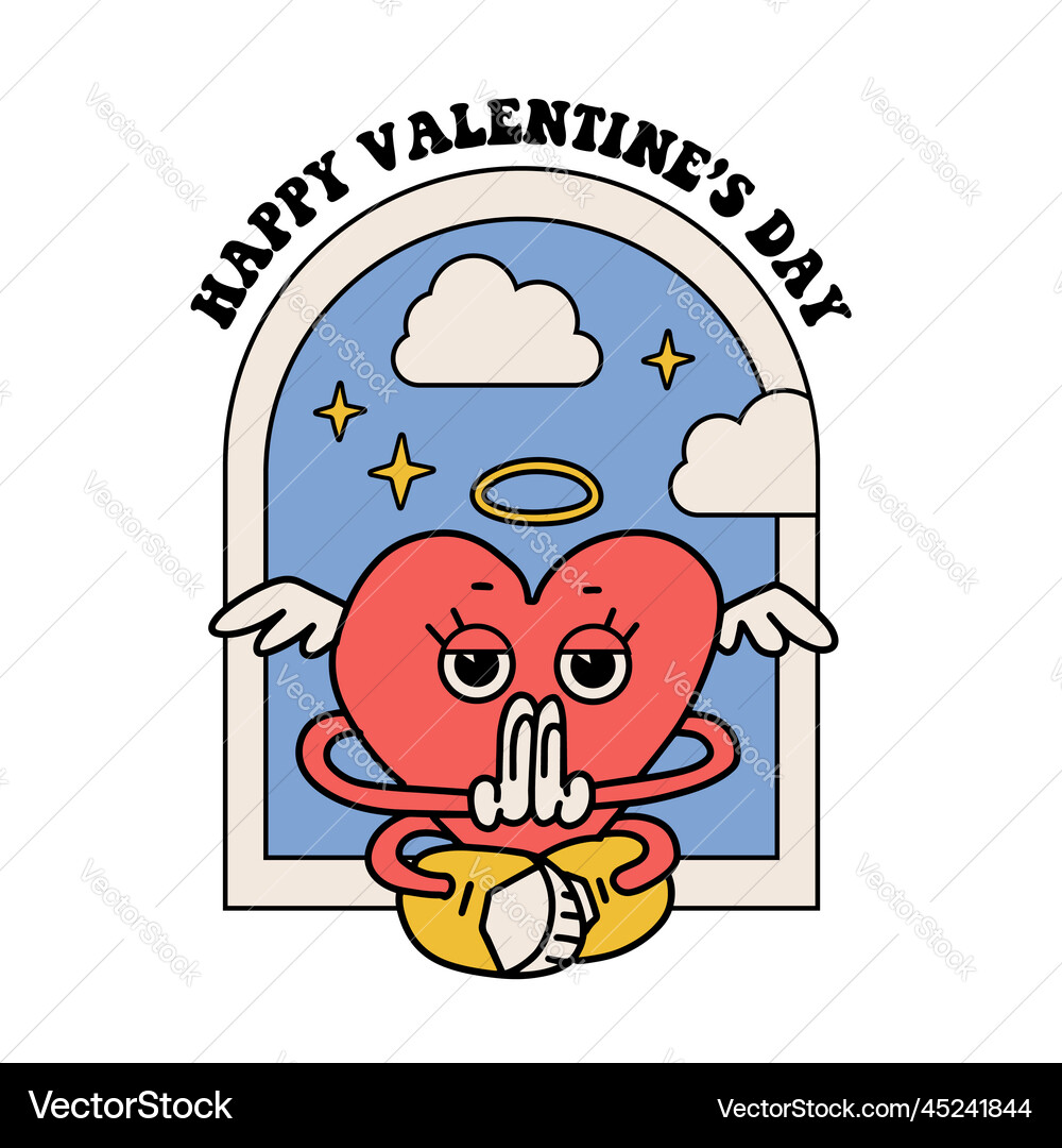 Relaxed Heart Character - Retro Vibes Vector Image
