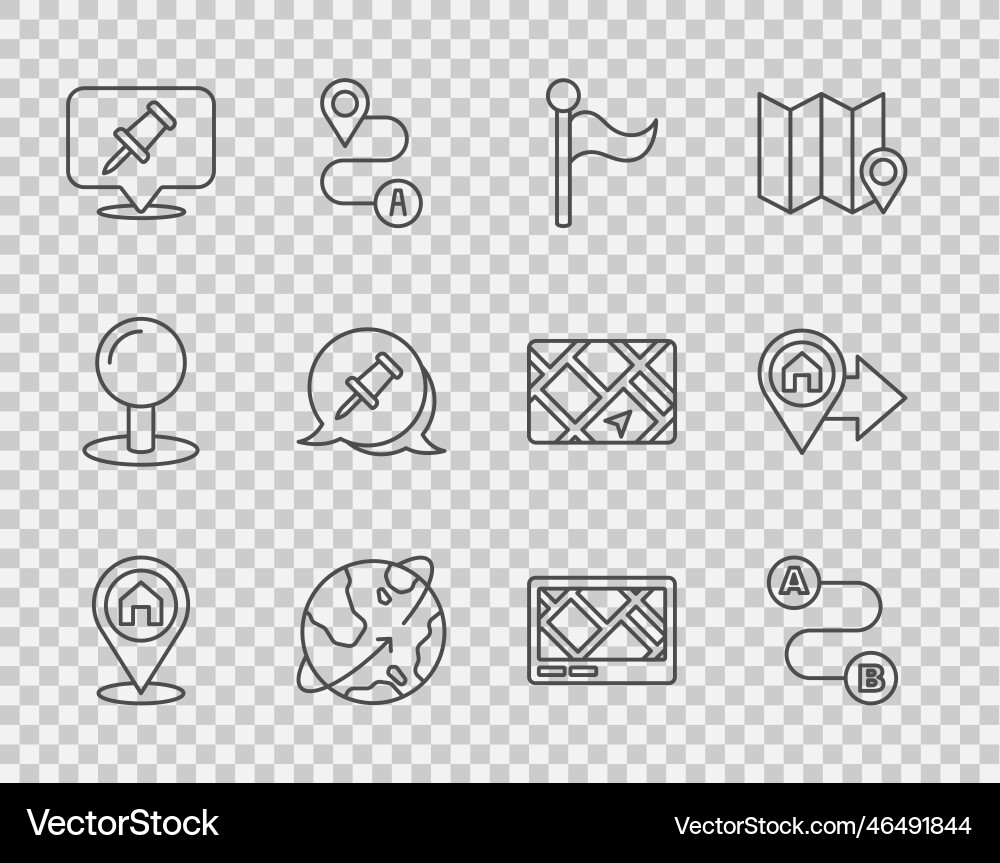Set line location with house route flag Set line location with house route flag Vector Image