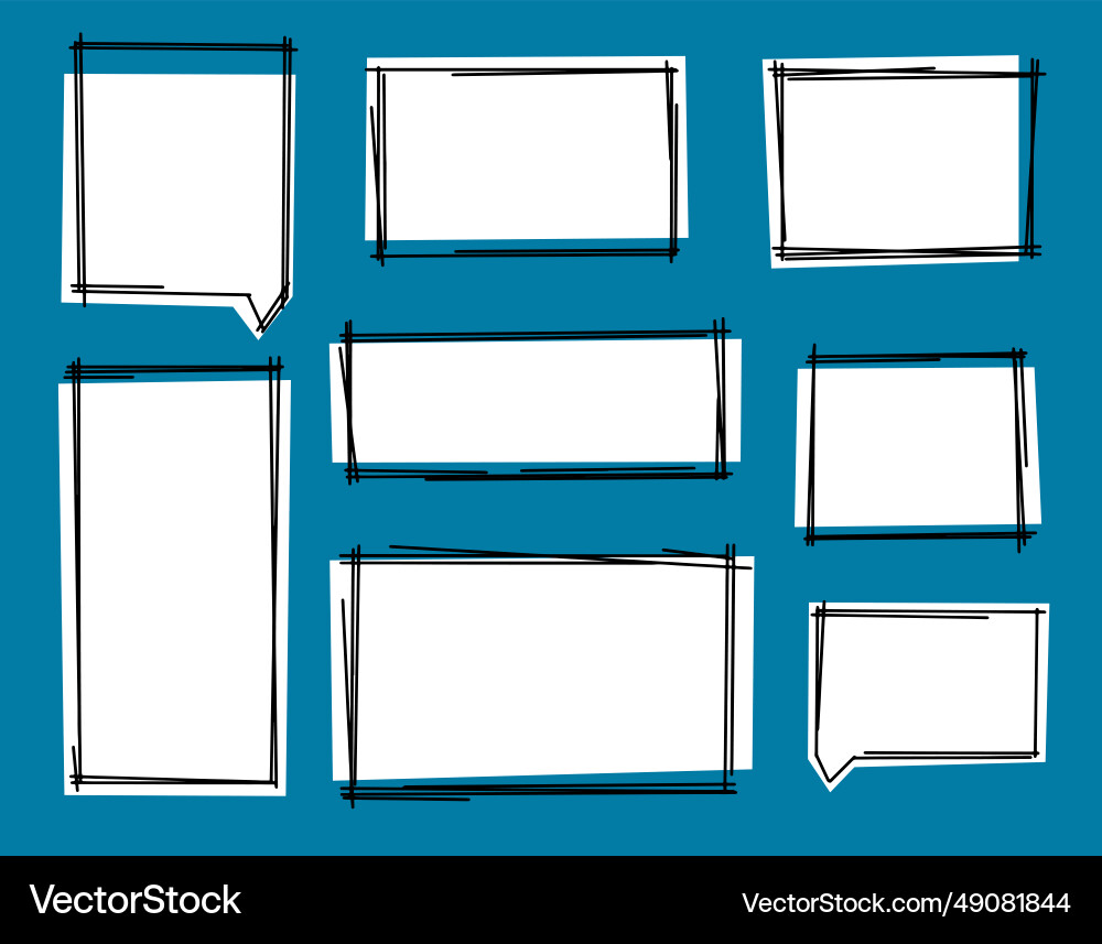 Set of hand drawn text boxes graphics clouds Set of hand drawn text boxes graphics clouds Vector Image