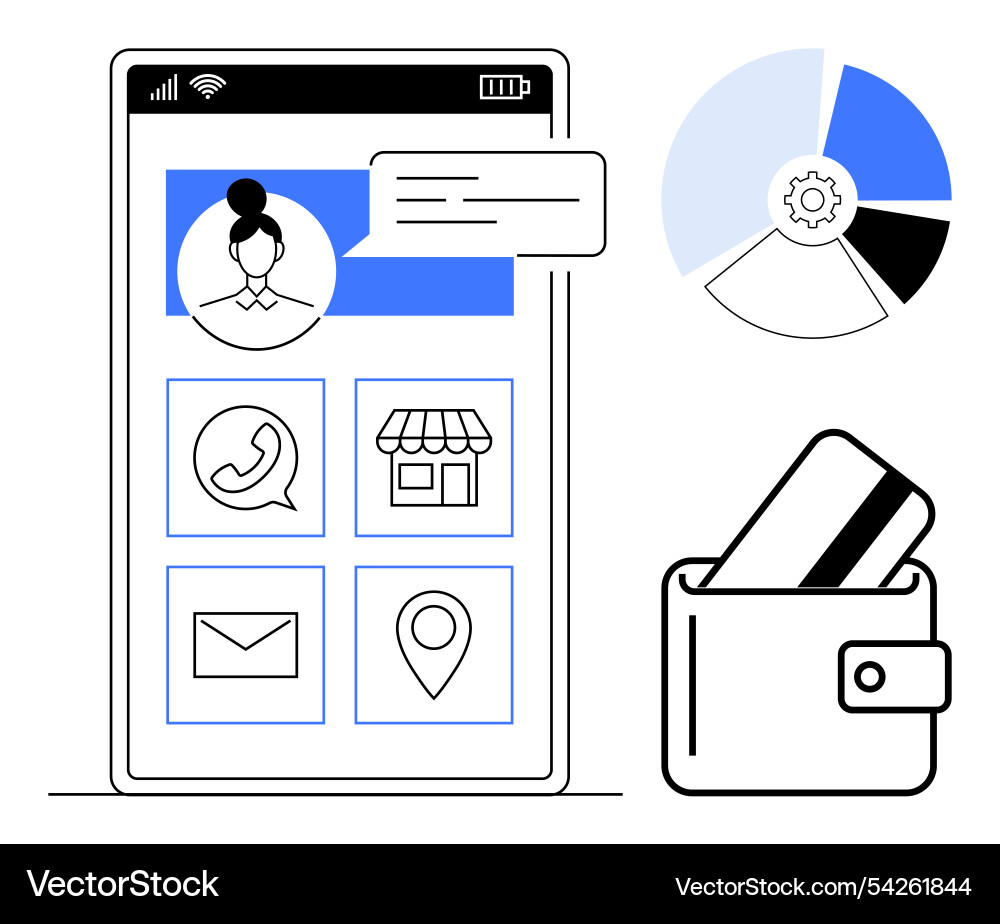 Smartphone screen with user profile communication Smartphone screen with user profile communication vector image