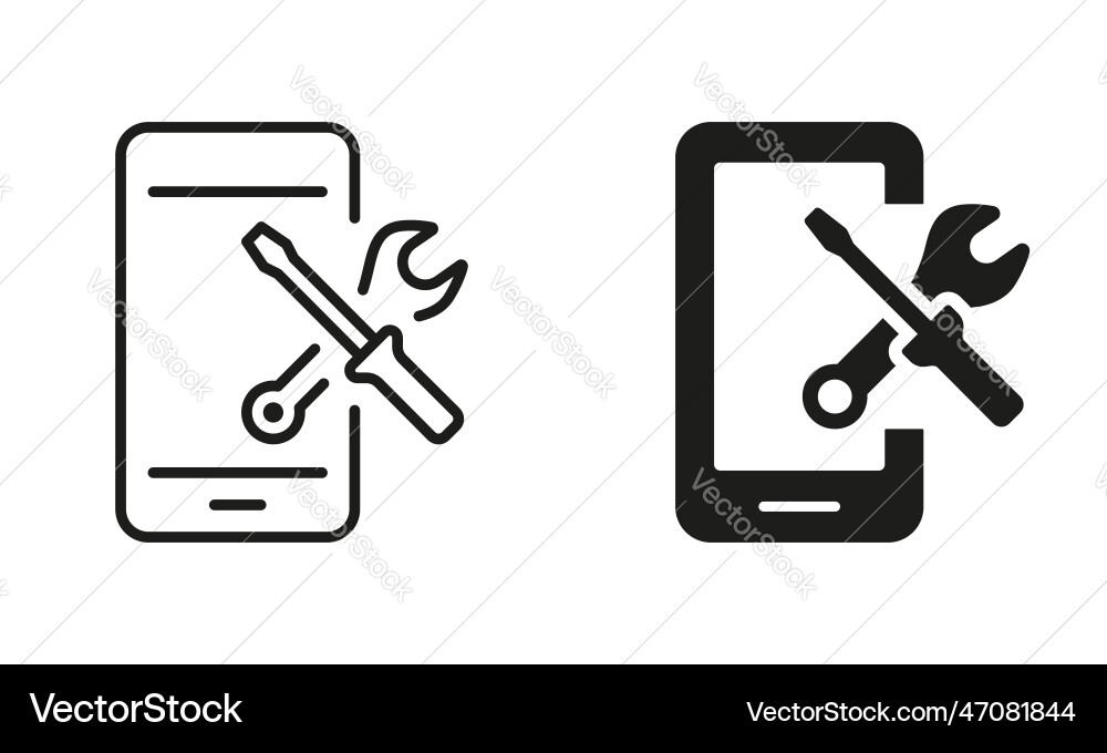Smartphone software service line icon set Smartphone software service line icon set vector image