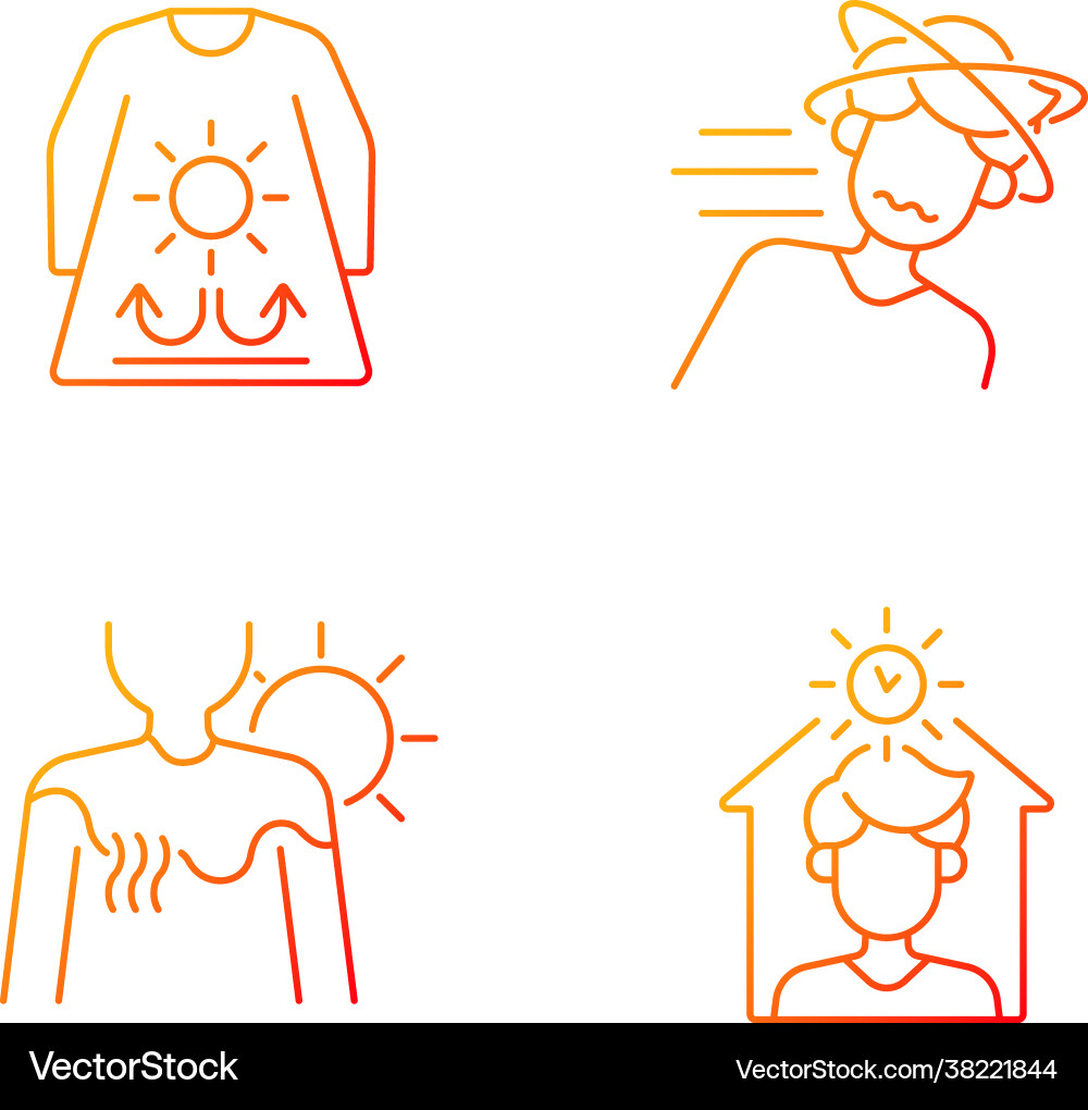 Sunstroke risk during summer gradient linear Vector Image