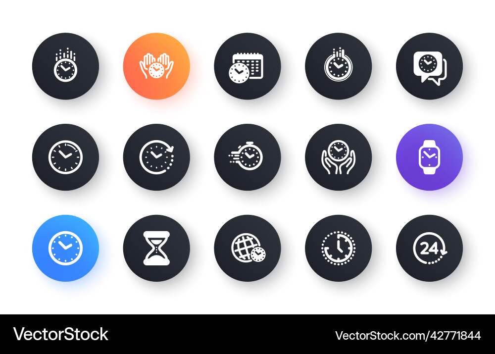 Time and clock icons timer alarm smartwatch vector image