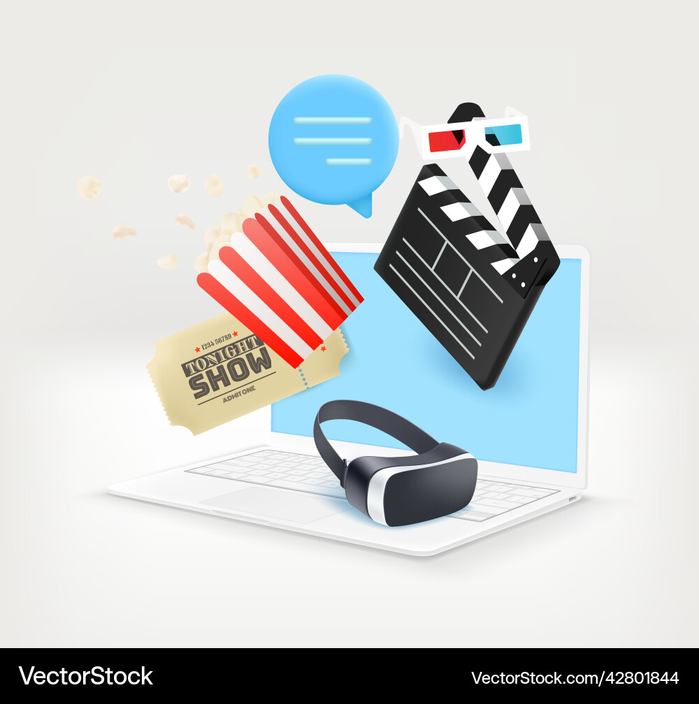Using modern computer for entertainment 3d Using modern computer for entertainment 3d vector image