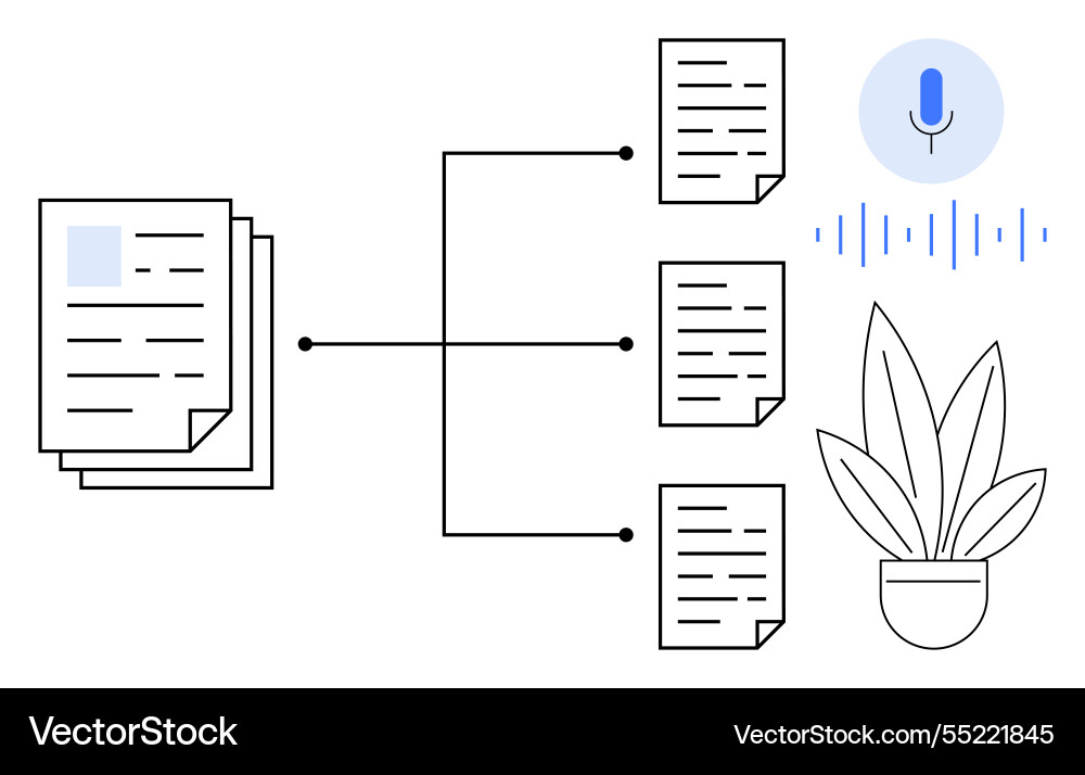 Data distribution and voice recognition Data distribution and voice recognition vector image