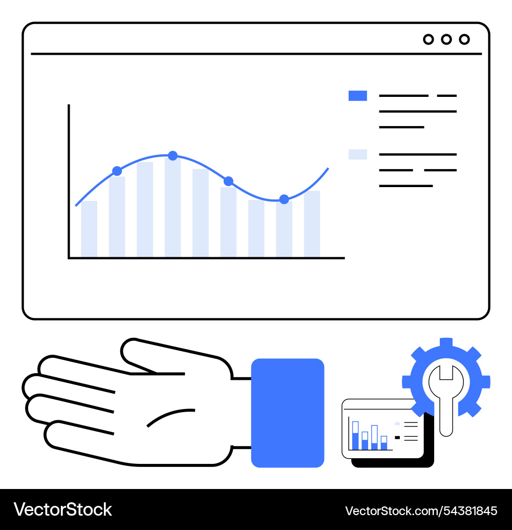 Digital dashboard with data analytics chart hand Digital dashboard with data analytics chart hand vector image