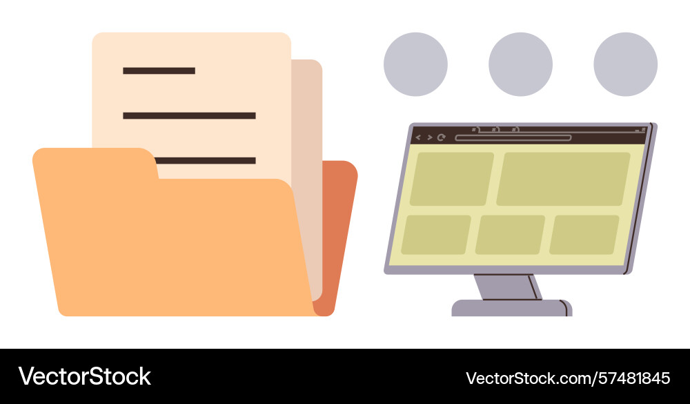Digital document management with folder Digital document management with folder vector image