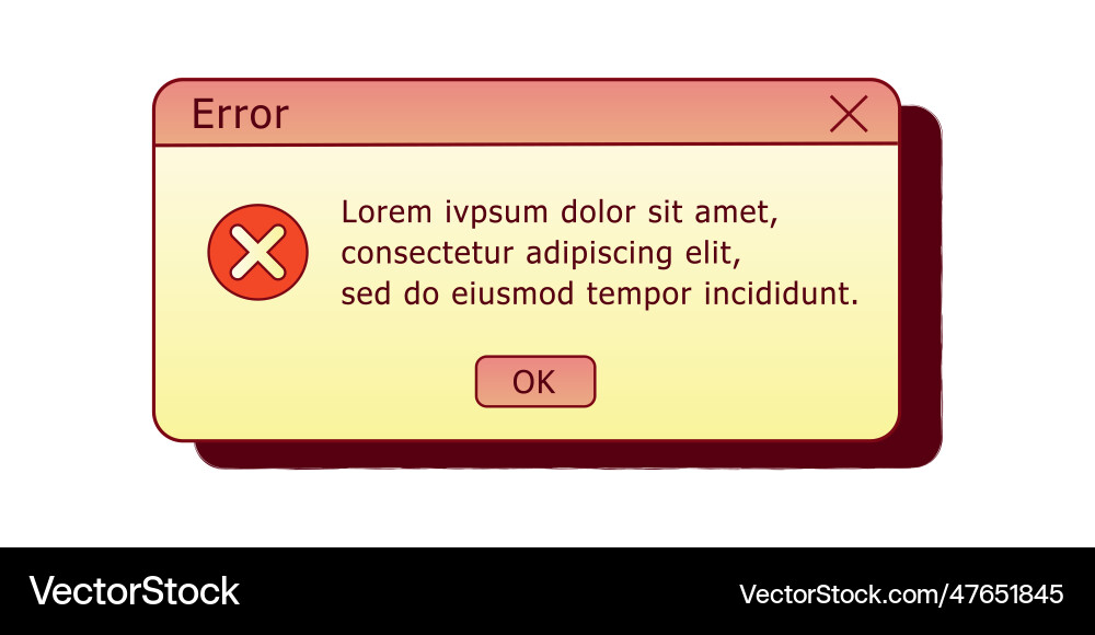 Error dialog box retro pc user interface aestetic vector image