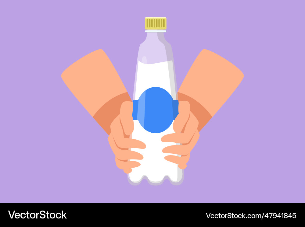 Graphic flat design drawing hands holding plastic Graphic flat design drawing hands holding plastic vector image