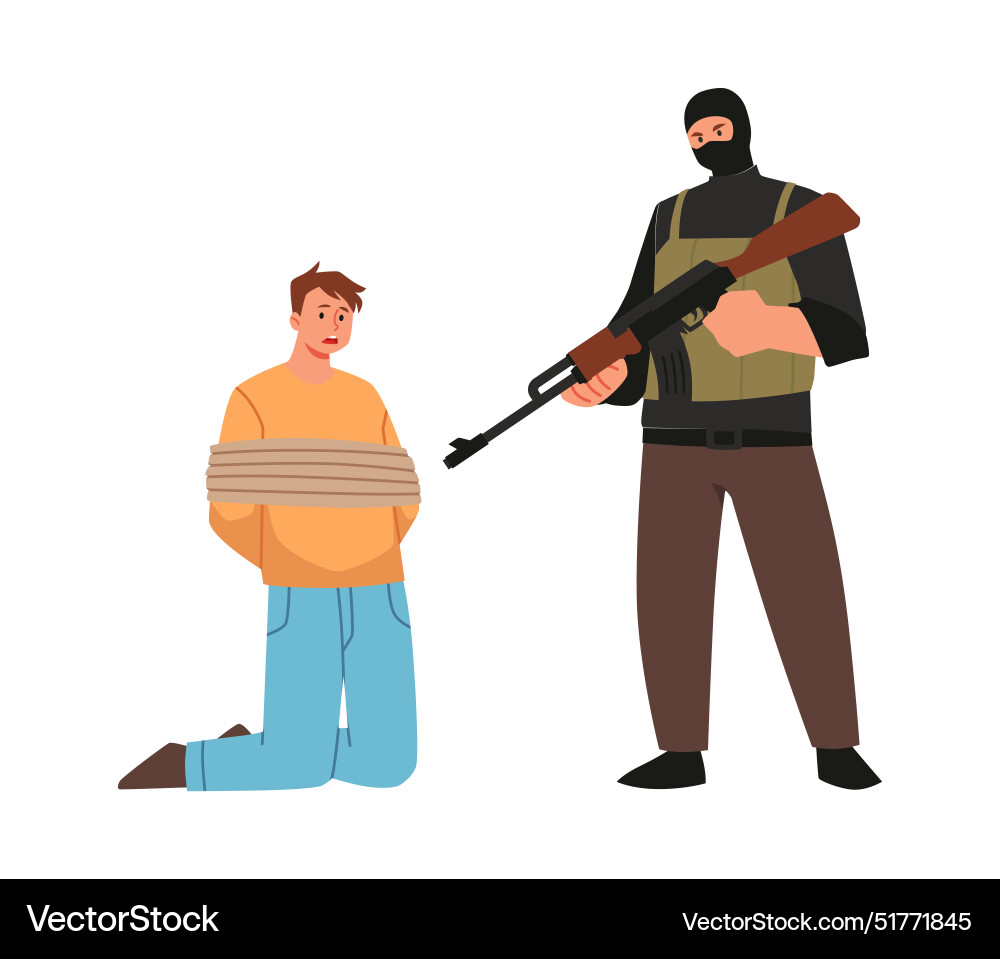 Graphics which depicts a man in balaclava Vector Image