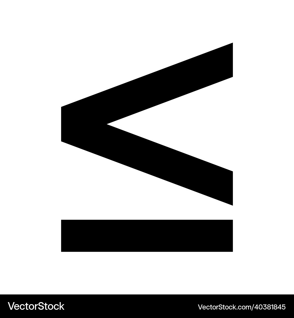 Less than or equal to mathematics symbol Less than or equal to mathematics symbol vector image