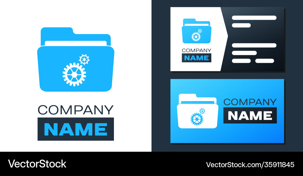 Logotype folder settings with gears icon isolated Logotype folder settings with gears icon isolated vector image