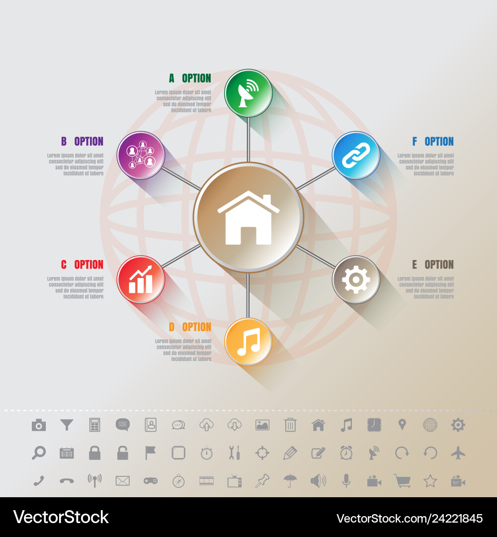 Modern infographic complement template with 7 Modern infographic complement template with 7 vector image