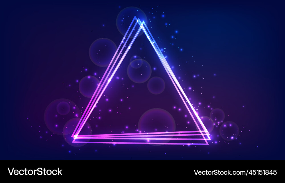 Neon triangular frame with shining effects Neon triangular frame with shining effects vector image