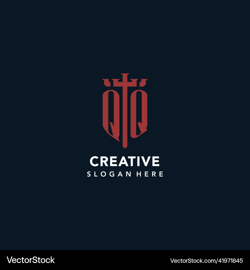 Qq initial monogram logos with sword and shield Vector Image