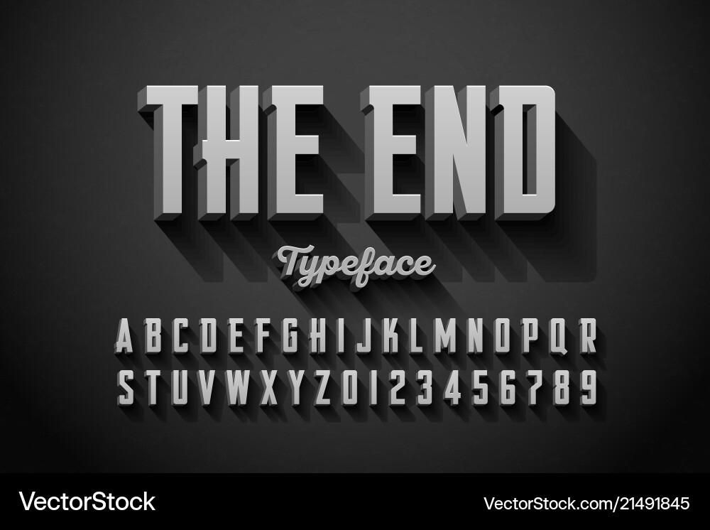 Retro Title Font - The End vector image
