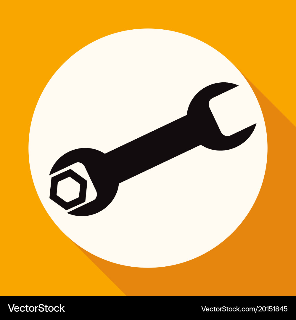 Setting icon on white circle with a long shadow vector image