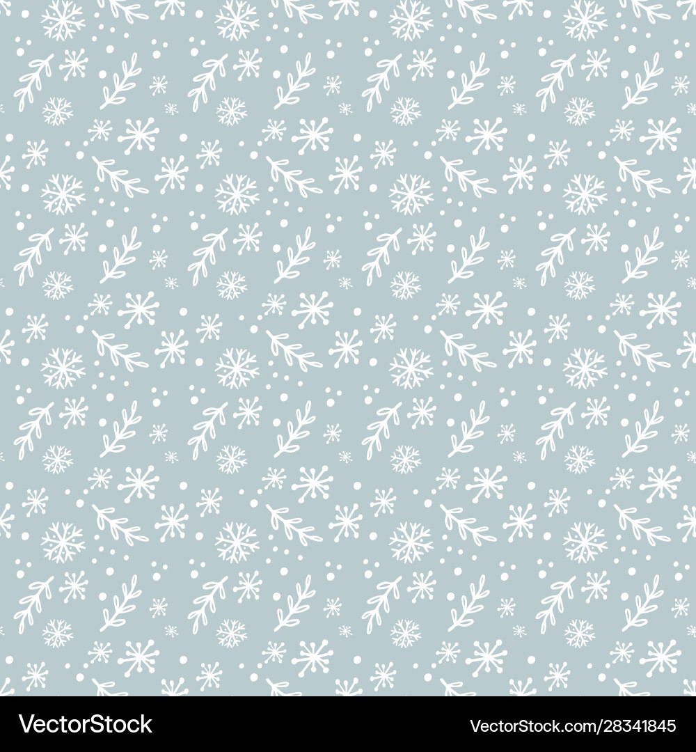 Snowflake pattern seamless winter texture vector image