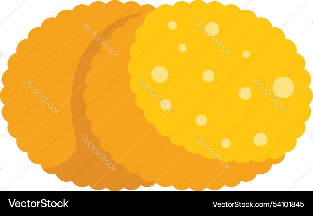 Two round crackers overlapping showing Vector Image