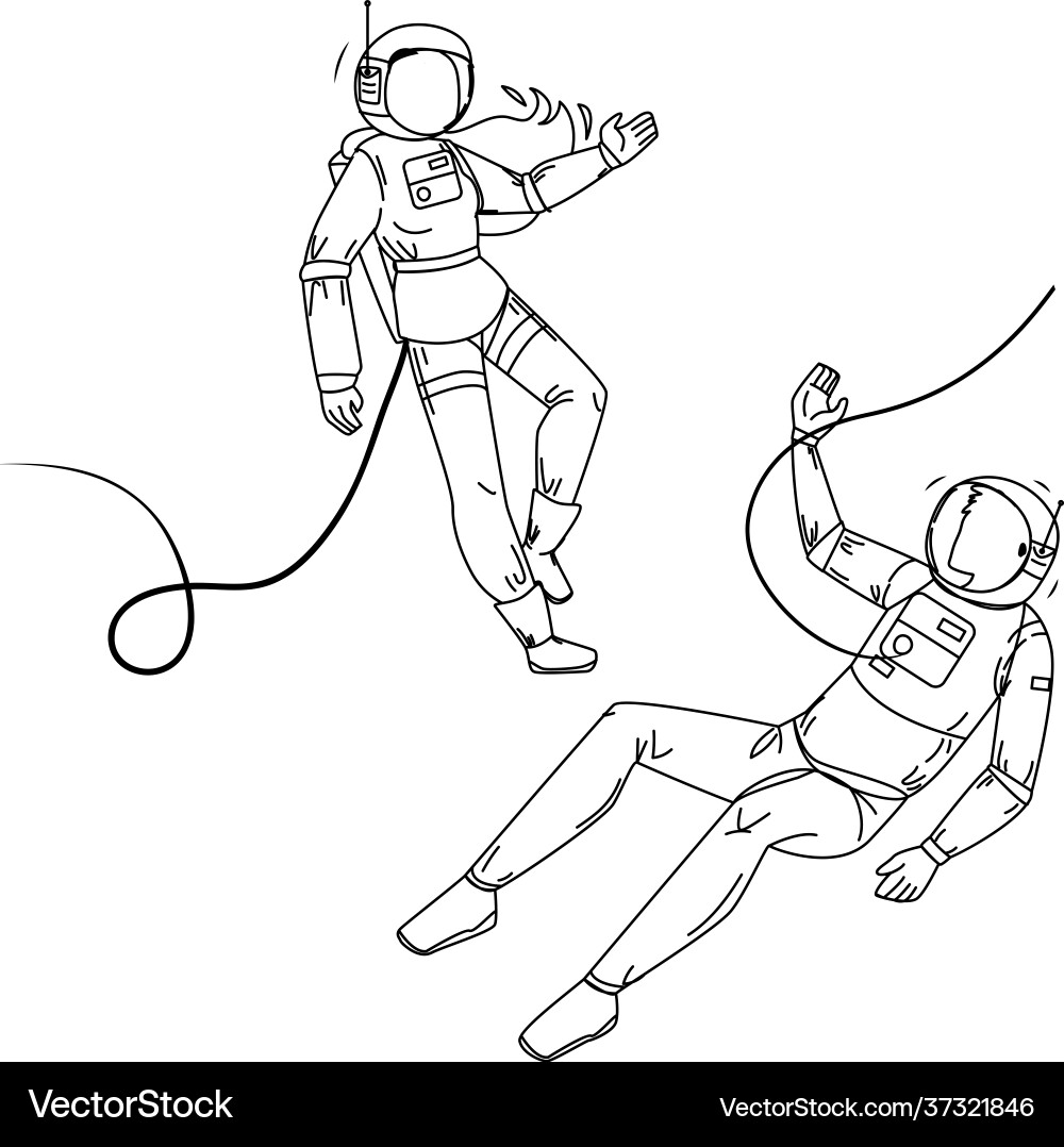 Astronauts in spacesuit flying outer space Astronauts in spacesuit flying outer space vector image