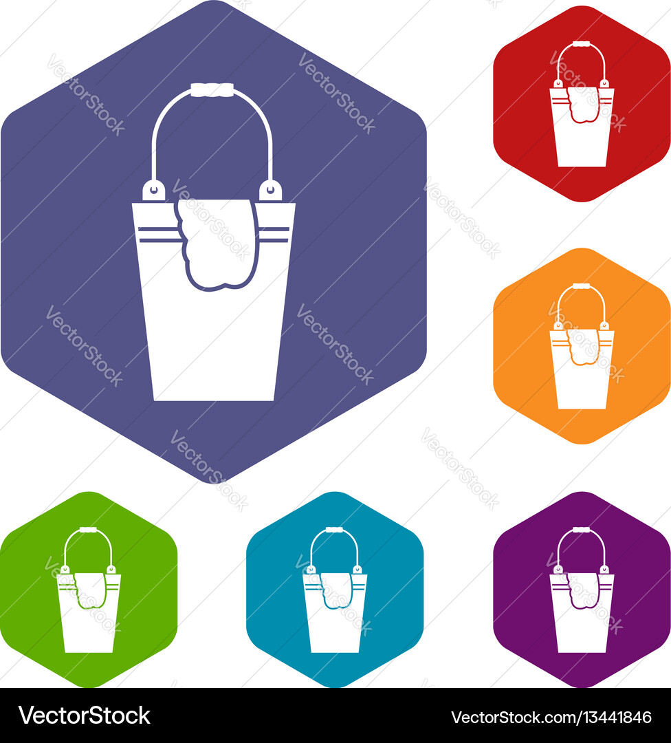 Bucket and rag icons set Vector Image