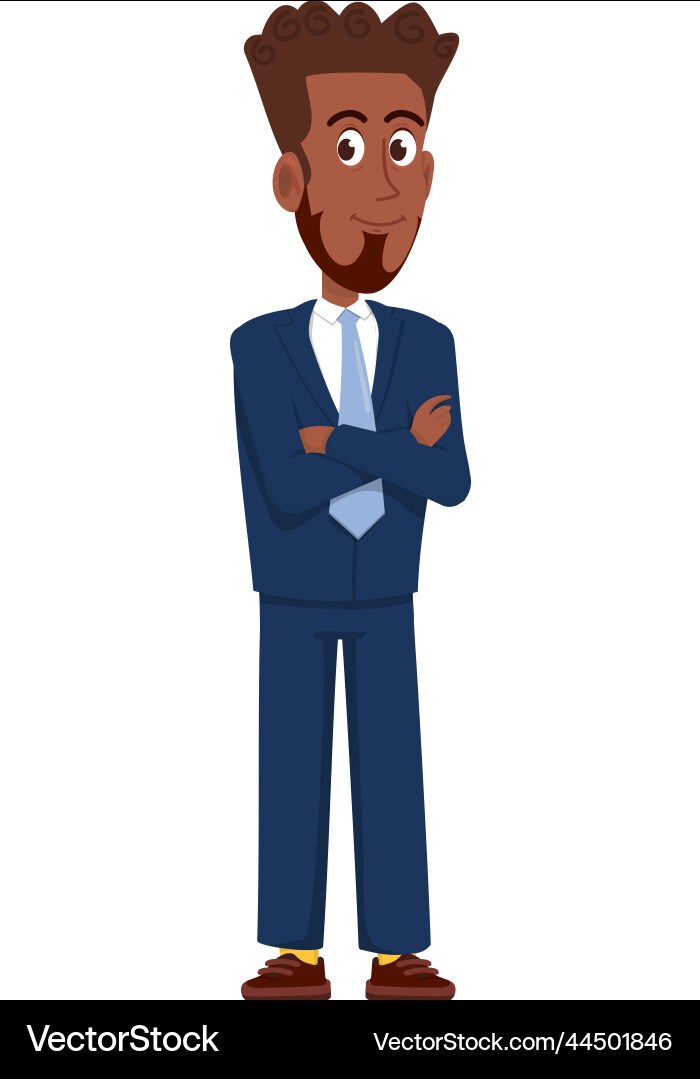Businessman standing confident happy black man Businessman standing confident happy black man vector image